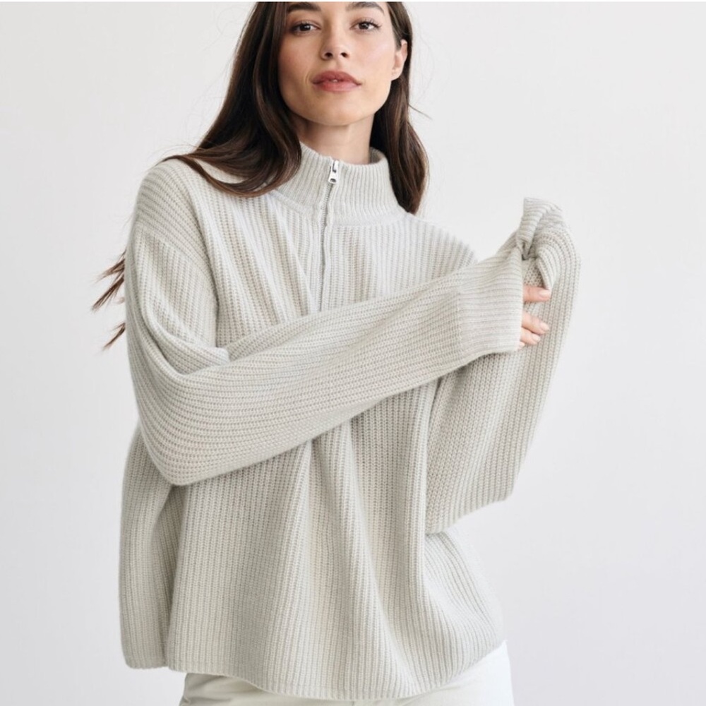S Jenni Kayne Light Gray half zip sweater -used